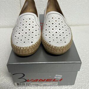 Vaneli‎ Sz 8M Natural Cork Perforated Nicki White Nappa Slip on Loafers S01